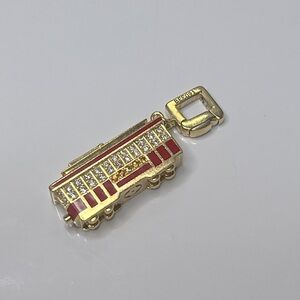 LOUIS VUITTON CABLE CAR 18KT GOLD & DIAMOND & SAPPHIRE CHARM PENDANT